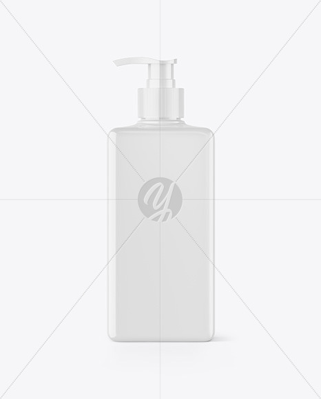 Glossy Cosmetic Bottle with Pump Mockup