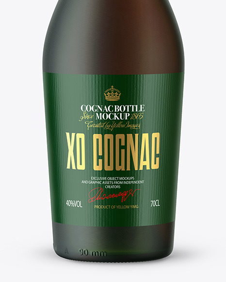 Frosted Green Glass Cognac Bottle Mockup