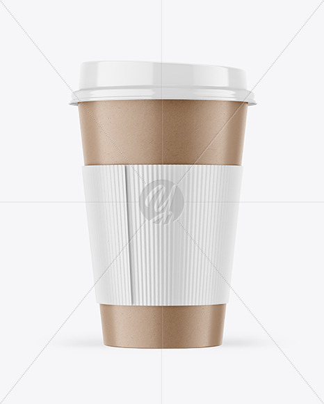 Kraft Coffee Cup With Holder Mockup