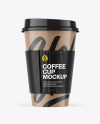 Kraft Coffee Cup With Holder Mockup