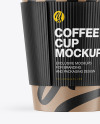 Kraft Coffee Cup With Holder Mockup