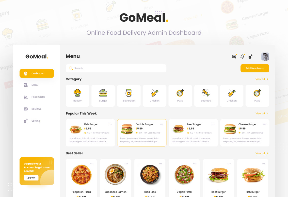 GoMeal - Simple Neat Online Food Delivery Admin Dashboard