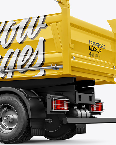 Tipper Truck Mockup - Back Half Side View