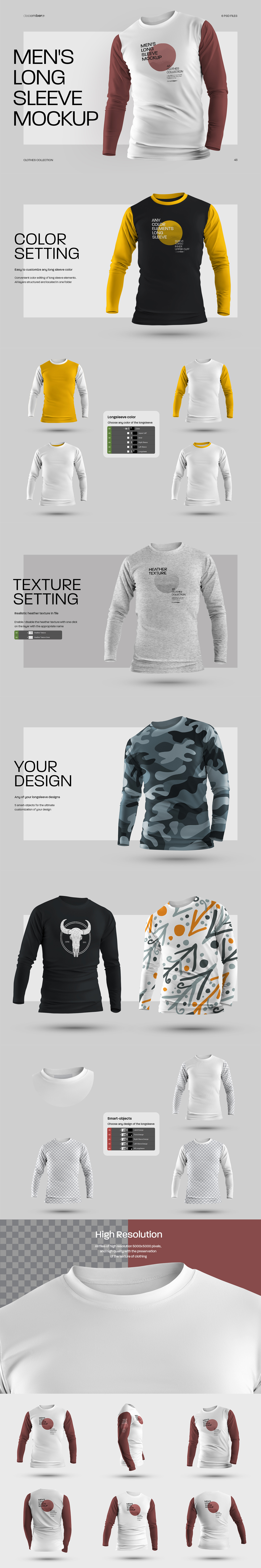 5 Men's Mockups Longsleeve T-Shirt 5 Men's Mockups Longsleeve T-Shirt