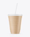 Kraft Paper Cup with Plastic Straw Mockup