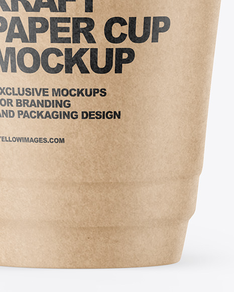 Kraft Paper Cup with Plastic Straw Mockup