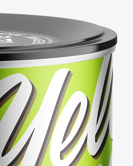 Metallic Tin Can with Plastic Cap Mockup