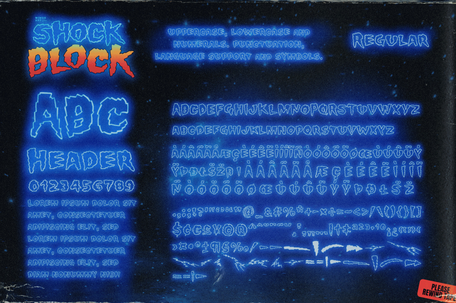 Shock Block: An Electrifying Retro Neon Font Shock Block: An Electrifying Retro Neon Font