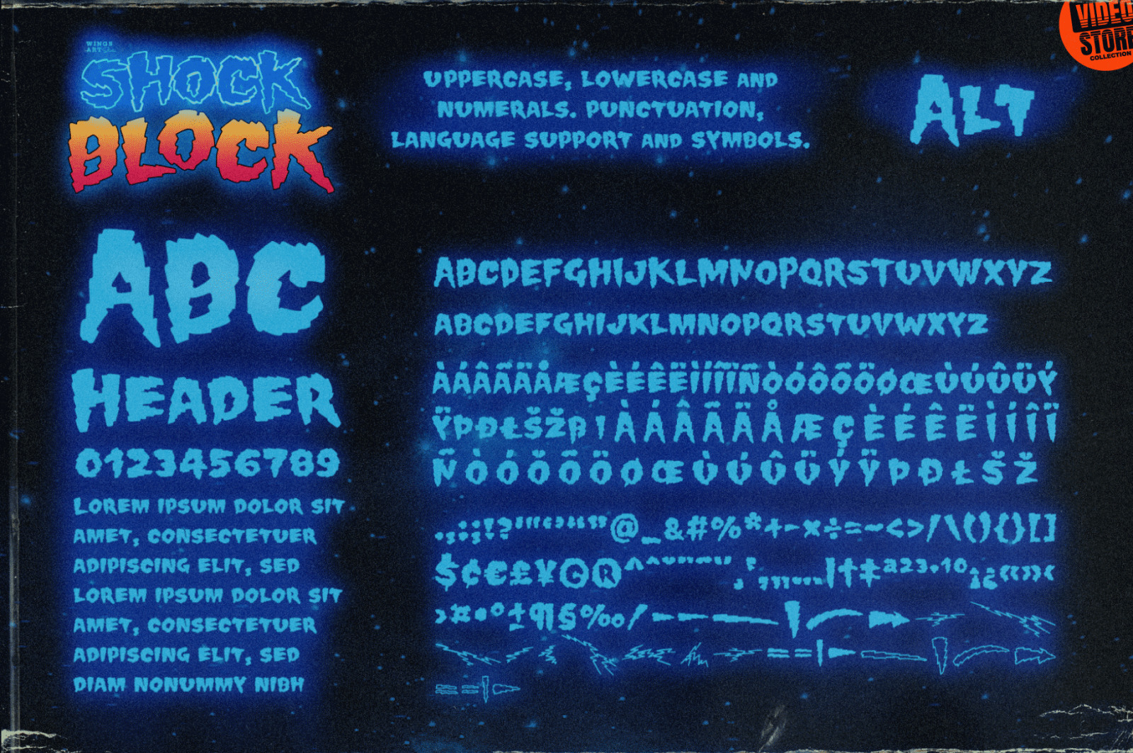 Shock Block: An Electrifying Retro Neon Font Shock Block: An Electrifying Retro Neon Font