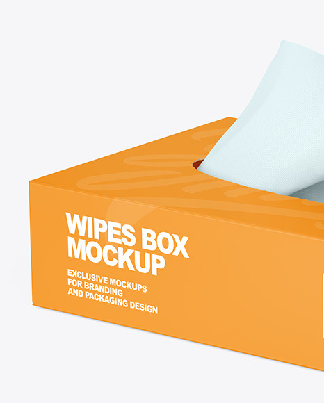 Paper Box w/ Wipes Mockup