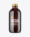 Dark Amber Glass Bottle Mockup