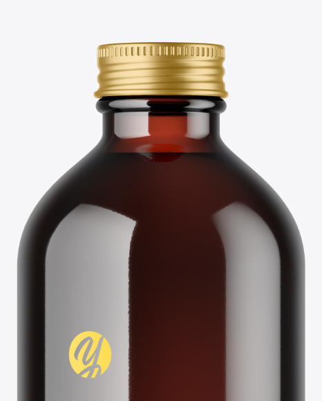 Dark Amber Glass Bottle Mockup