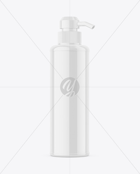 Glossy Plastic Bottle with Pump Mockup