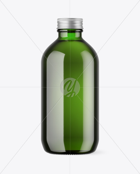 Green Glass Bottle Mockup