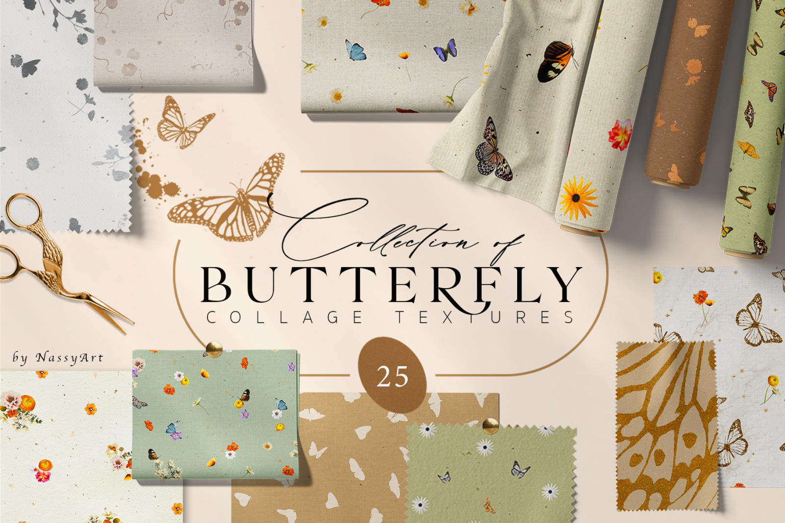 Butterfly Collage Paper Textures Butterfly Collage Paper Textures
