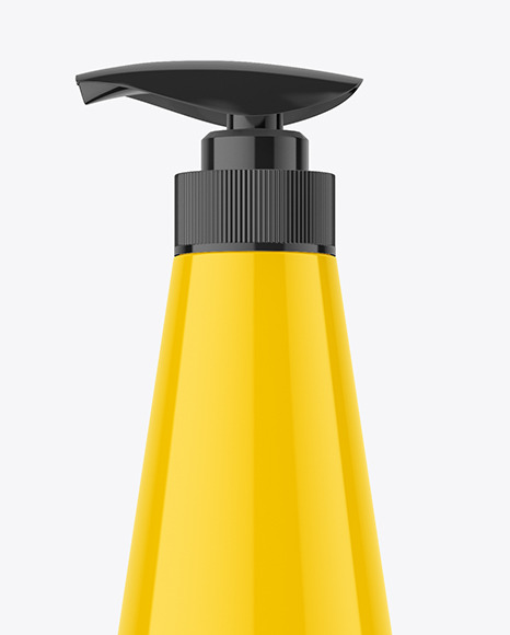 Glossy Plastic Bottle with Pump Mockup Glossy Plastic Bottle with Pump Mockup