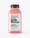 Square Strawberry Smoothie Bottle Mockup