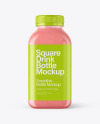 Square Strawberry Smoothie Bottle Mockup