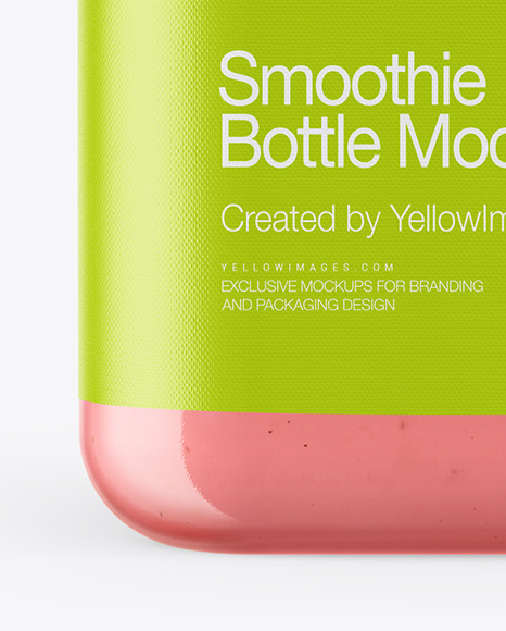 Square Strawberry Smoothie Bottle Mockup