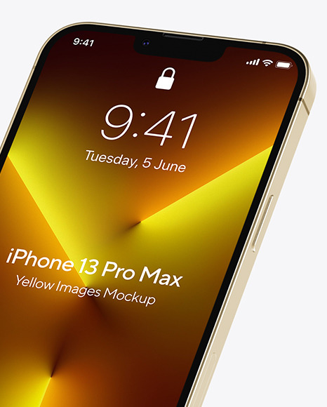 Two iPhones 13 Pro Max Gold Mockups