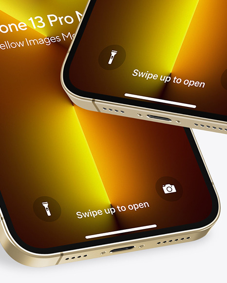 Two iPhones 13 Pro Max Gold Mockups