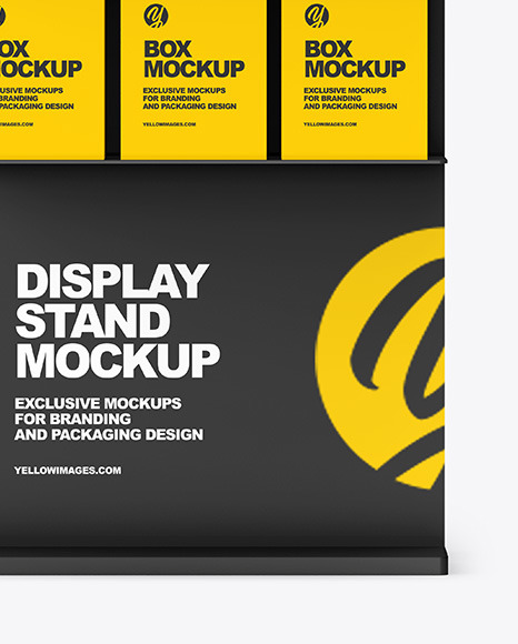 Display Stand With Boxes Mockup