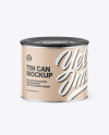 Tin Can with Kraft Label and Plastic Cap Mockup