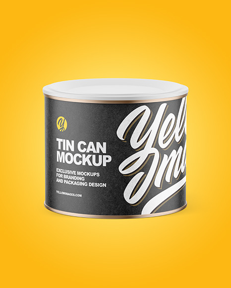 Tin Can with Kraft Label and Plastic Cap Mockup