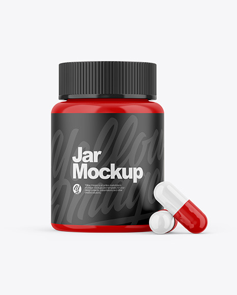 Glossy Pills Jar Mockup - Glossy glass