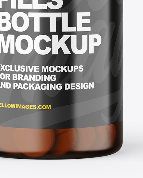 Amber Bottle With Pills Mockup