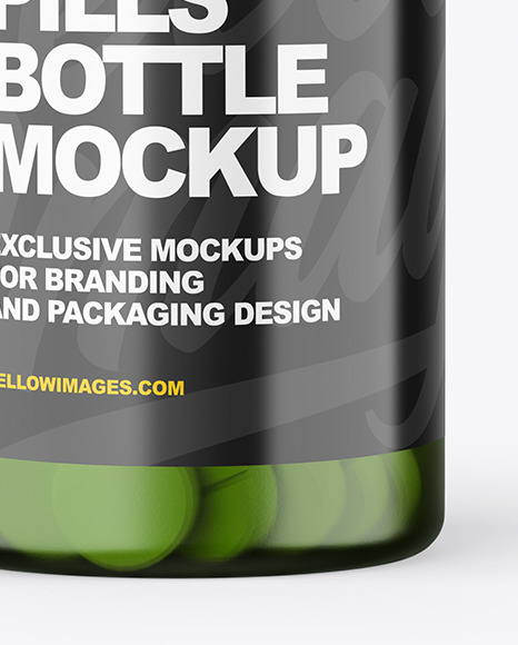 Green Bottle With Pills Mockup Green Bottle With Pills Mockup