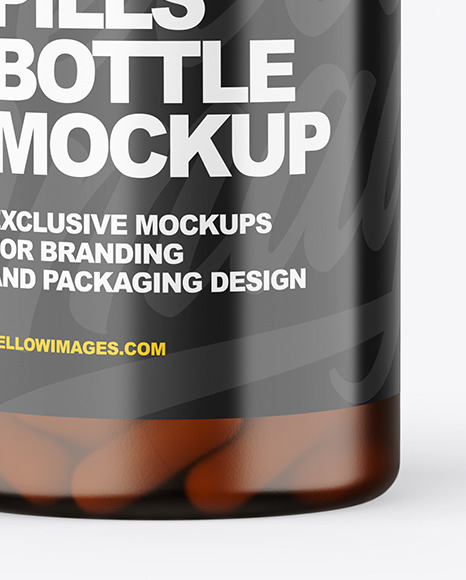 Amber Bottle With Pills Mockup