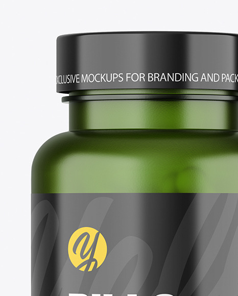 Green Bottle With Pills Mockup Green Bottle With Pills Mockup