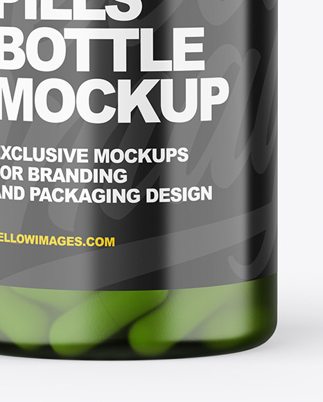Green Bottle With Pills Mockup Green Bottle With Pills Mockup