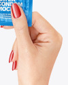 Glossy Square Condom Packaging in a Hand Mockup