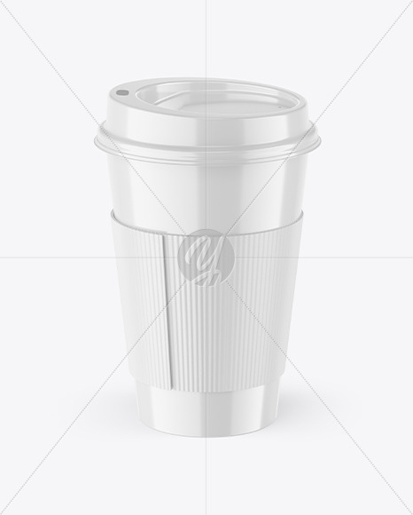 Glossy Coffee Cup With Holder Mockup