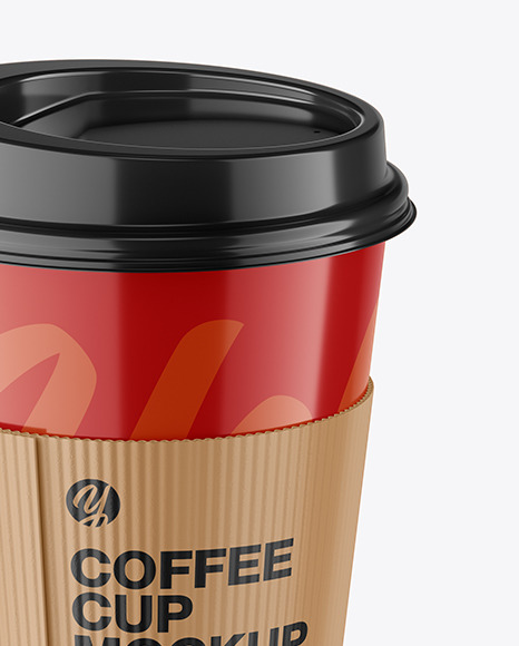 Glossy Coffee Cup With Holder Mockup