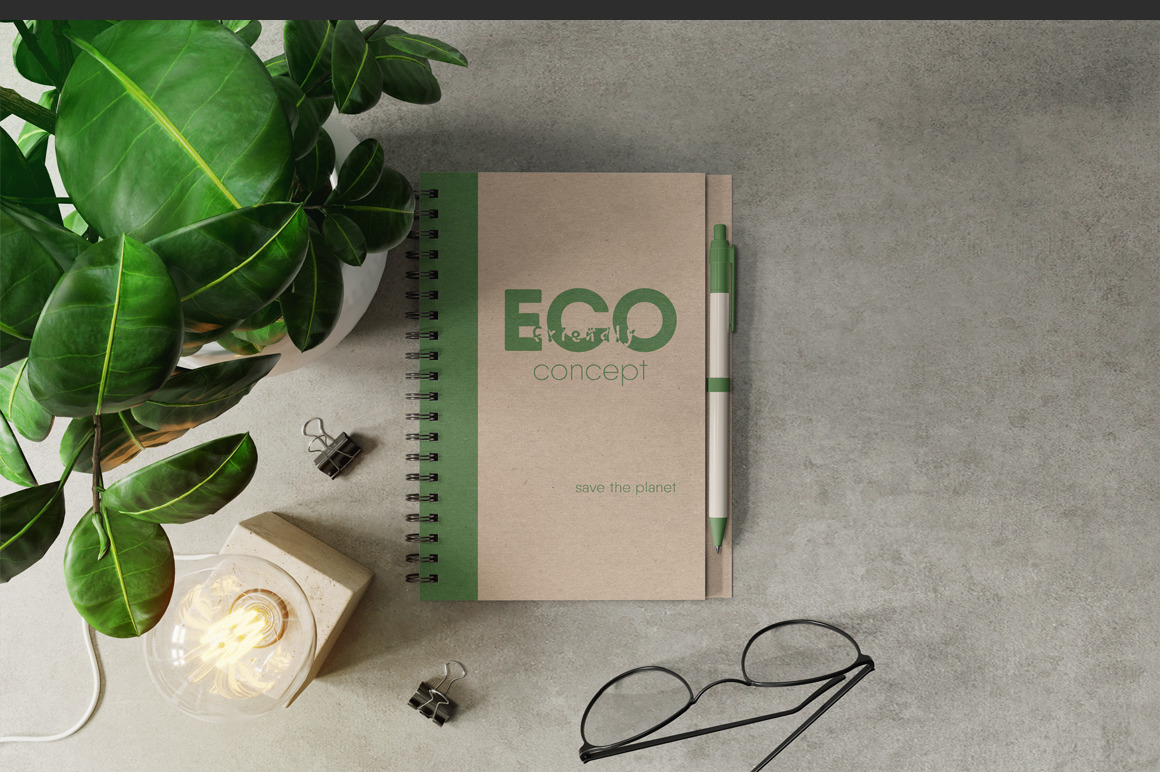 Kraft Paper Spiral Notebook With Pen Mockup Kraft Paper Spiral Notebook With Pen Mockup