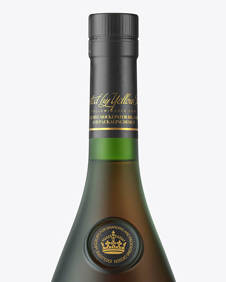 Frosted Green Glass Cognac Bottle Mockup