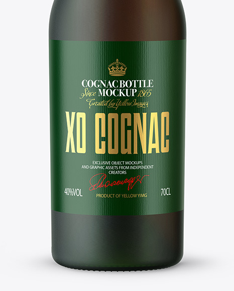 Frosted Green Glass Cognac Bottle Mockup