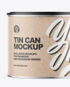 Tin Can with Kraft Label and Plastic Cap Mockup