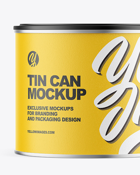 Tin Can with Textured Label and Plastic Cap Mockup