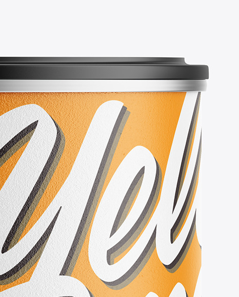 Tin Can with Textured Label and Plastic Cap Mockup