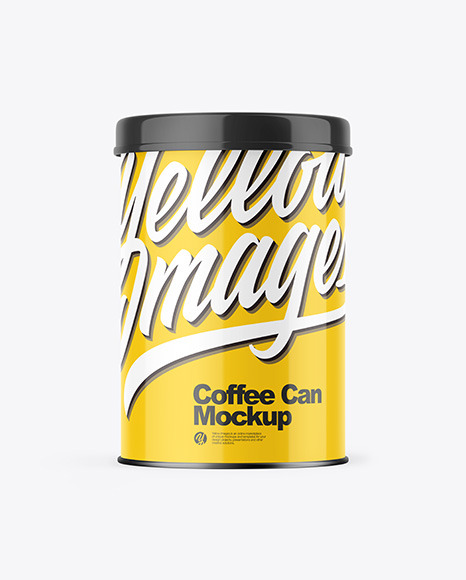 Coffee Tin Can with Glossy Finish Mockup