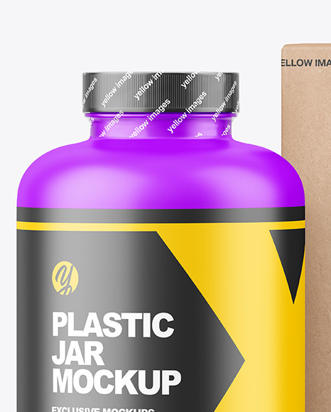 Matte Plastic Jar with Kraft Box Mockup