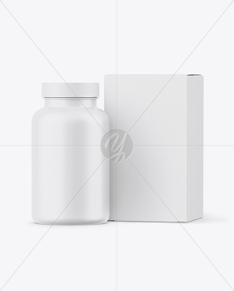 Matte Plastic Jar with Paper Box Mockup