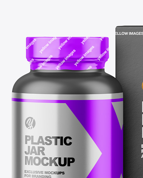 Matte Plastic Jar with Paper Box Mockup