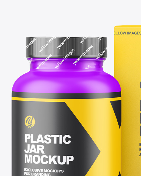 Matte Plastic Jar with Paper Box Mockup