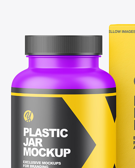 Matte Plastic Jar with Paper Box Mockup