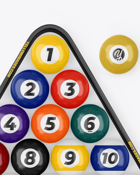 Billiards Snooker Pool Balls and Triangle Mockup